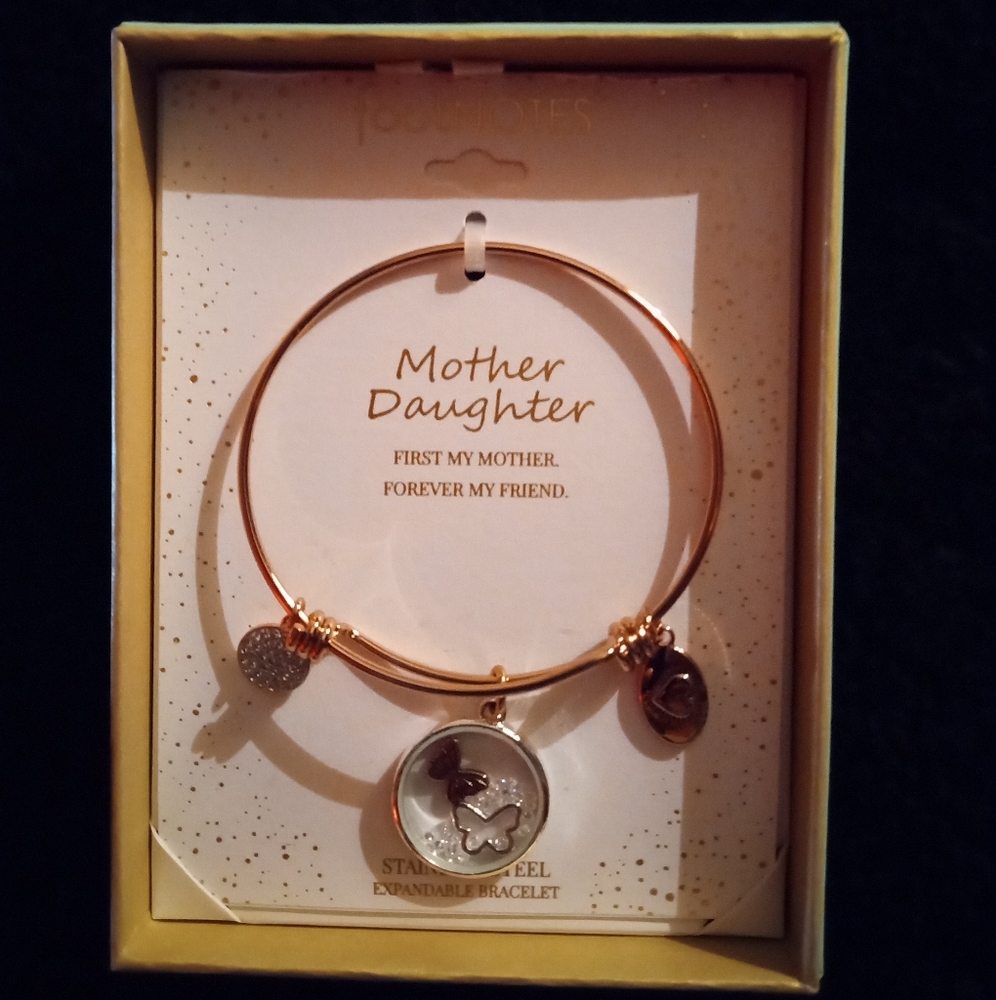Mother Daughter Expandable Gold Tone Bracelet by FootNotes